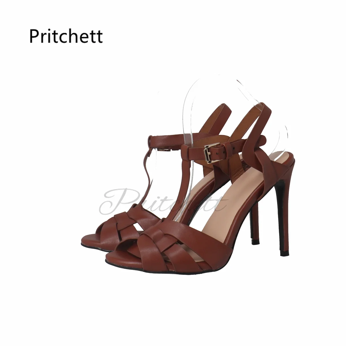 Crossfit Lady - Sandal Hak Tinggi Anyaman Silang Coklat