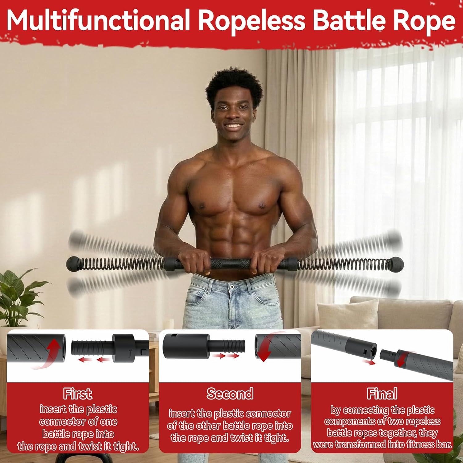 Crossfit Gym - 2-in-1 Cordless Battle Rope Power Twister